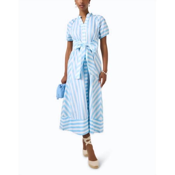SAIL TO SABLE Abby Stripe Maxi Dress In Blue White Stripe Size M - Picture 3 of 4